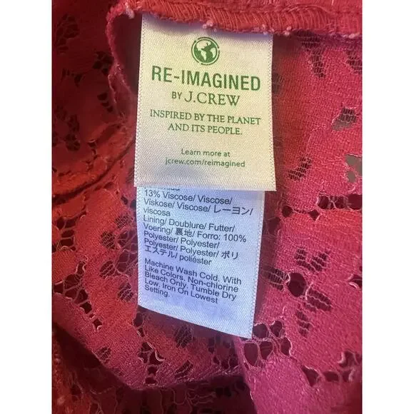 J. Crew Scalloped Lace Mock Neck Long Sleeve Sheer Top BN027 Pink Women's Size 6 - Picture 11 of 16